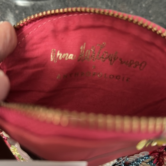 Anthropologie Leather Monogram A Beaded Bag - Picture 6 of 8